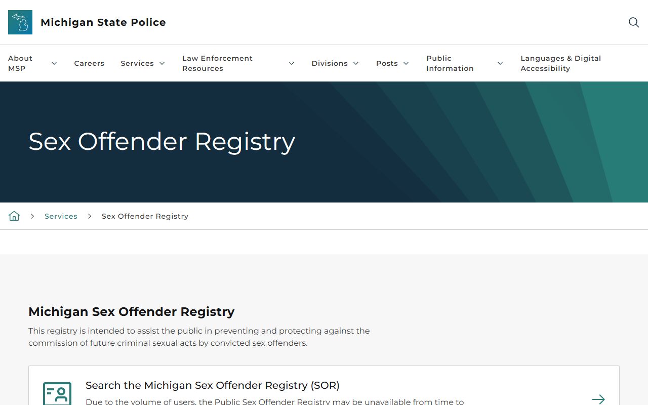 Michigan sex offender registry information tied to Wexford County arrest records and charges