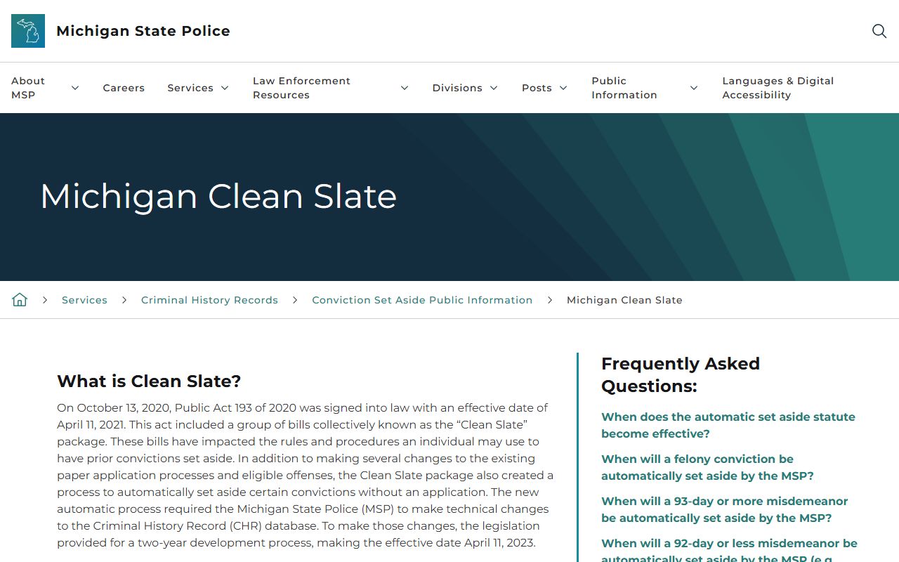 Wexford County criminal court records and Michigan Clean Slate automatic set-aside information