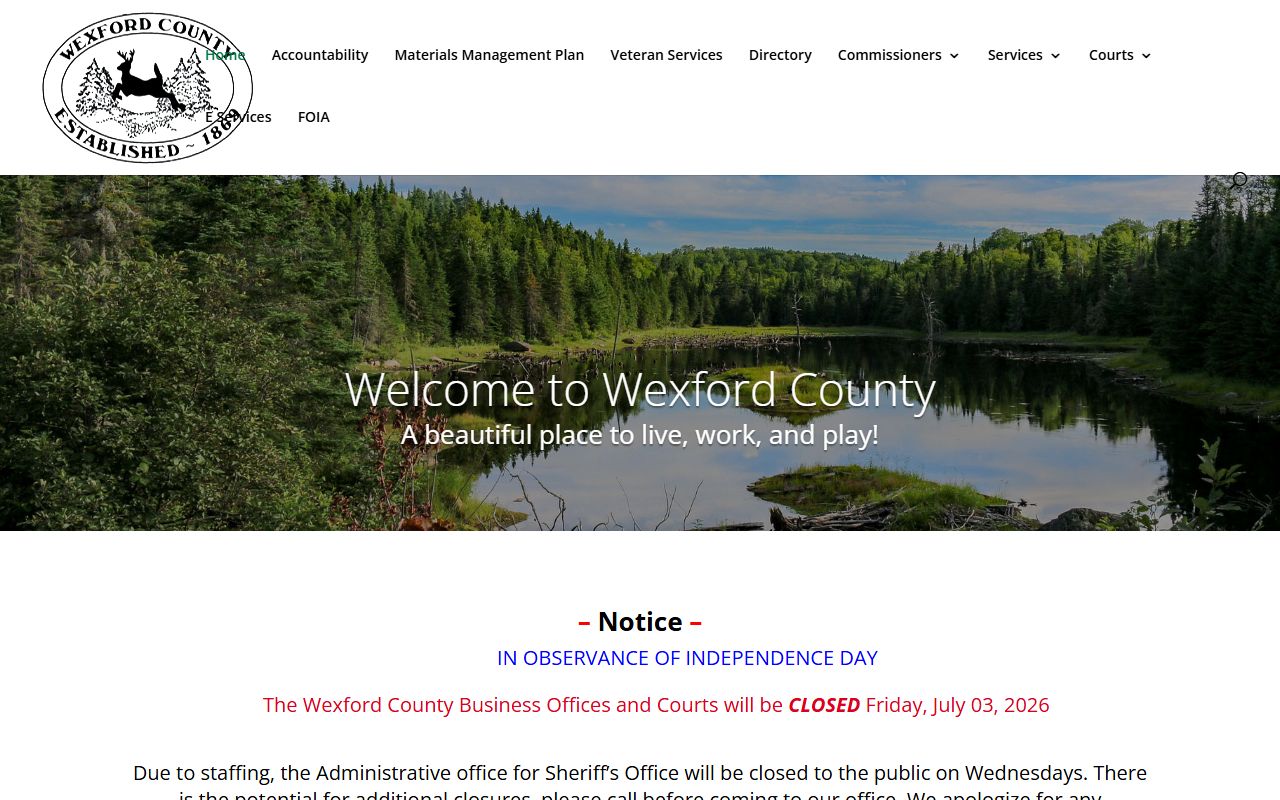 Wexford County official homepage with court records links