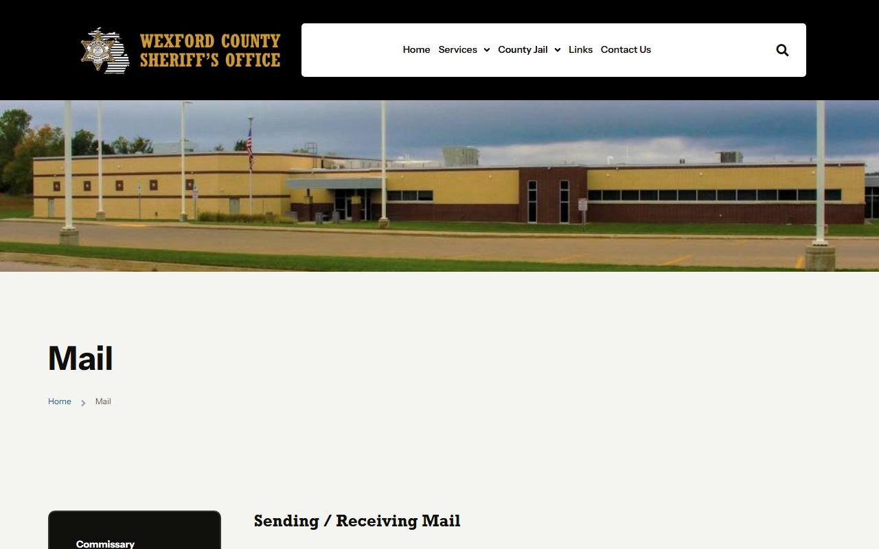 Wexford County jail inmate mail rules for postcards