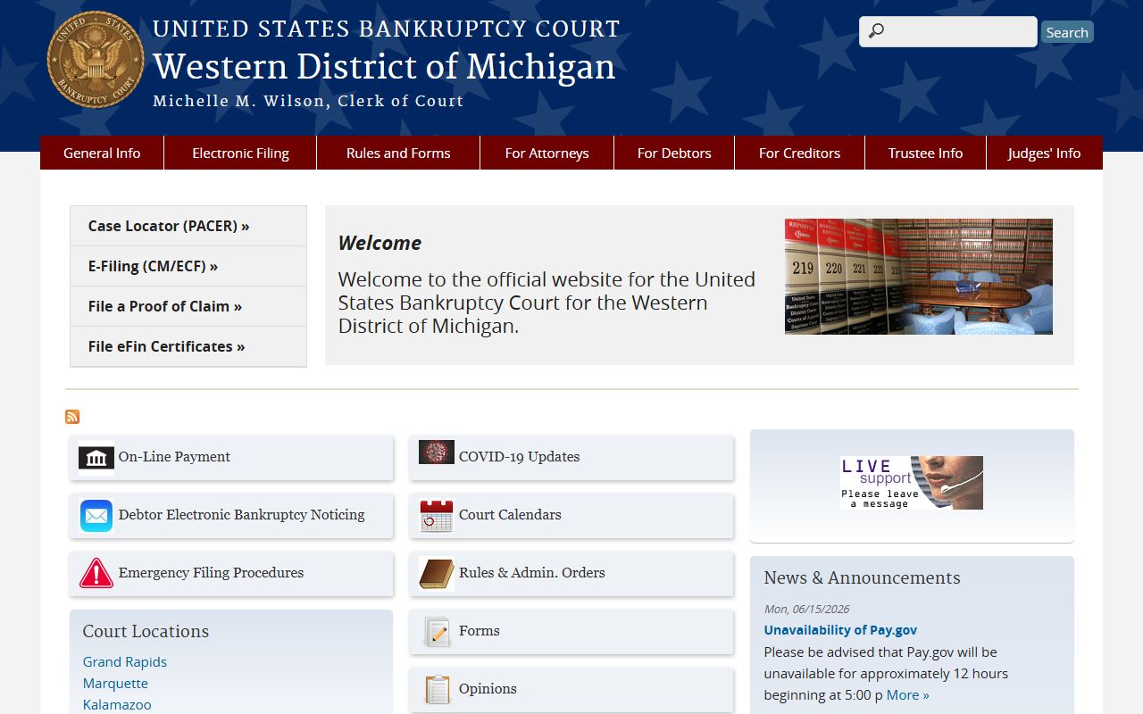 Wexford County probate versus the Western District of Michigan Bankruptcy Court website