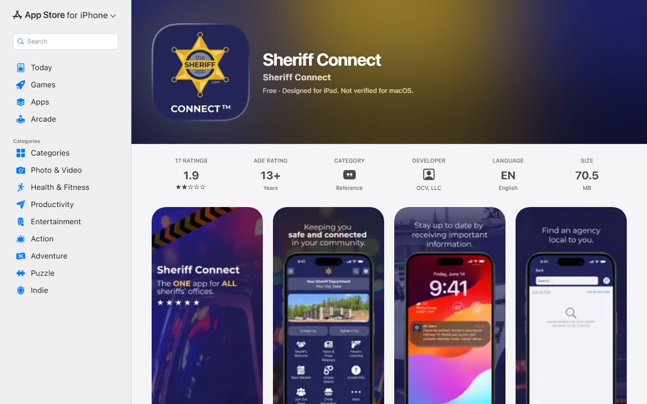 Wexford County traffic Sheriff Connect app on the Apple App Store